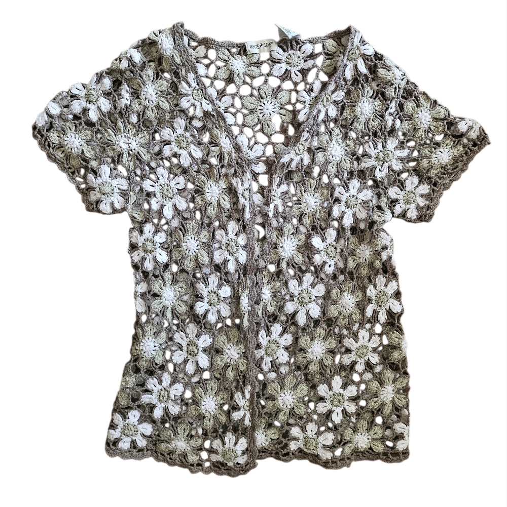 White Stag Floral Crochet Top